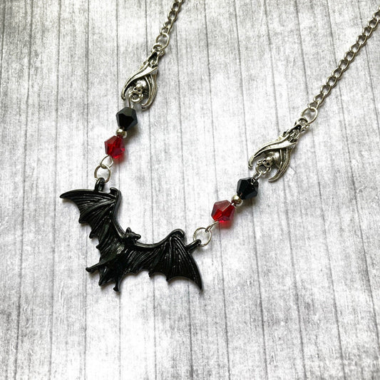 Bat Gothic Jewelry Crystal Beads Halloween Necklaces