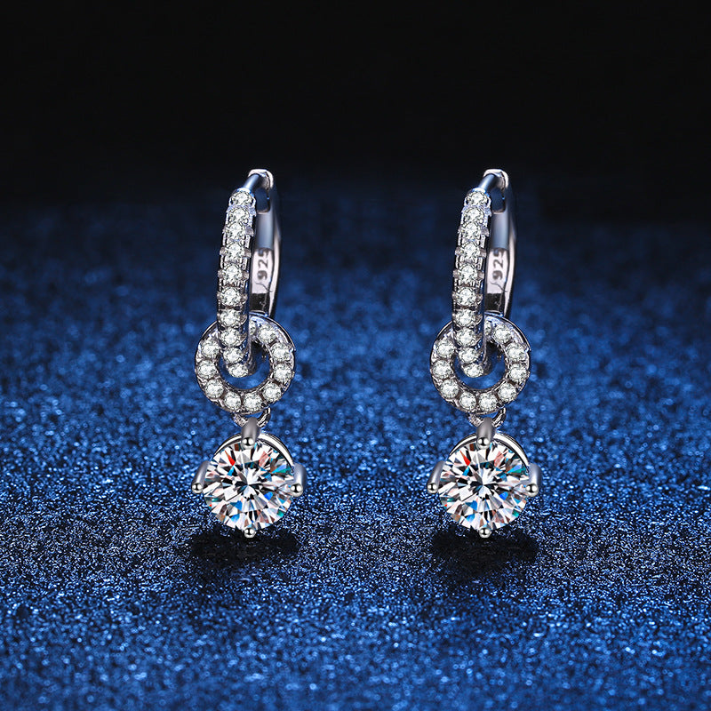 Women's Sterling Sier Eardrops Pair Of Moissanite For Earrings