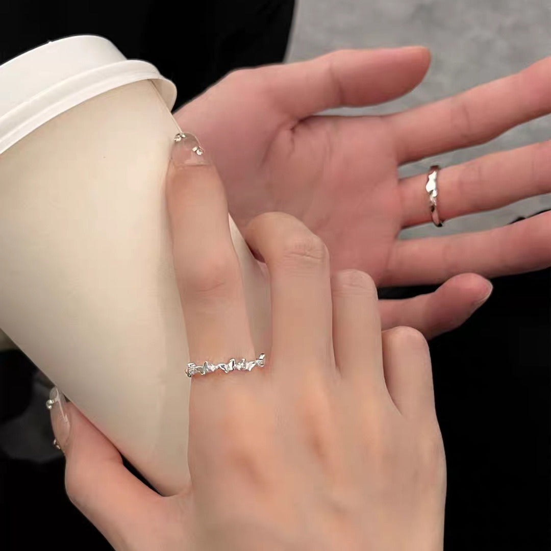 Lovers Sier-plated Simple Niche Love Gift For Boyfriend Rings