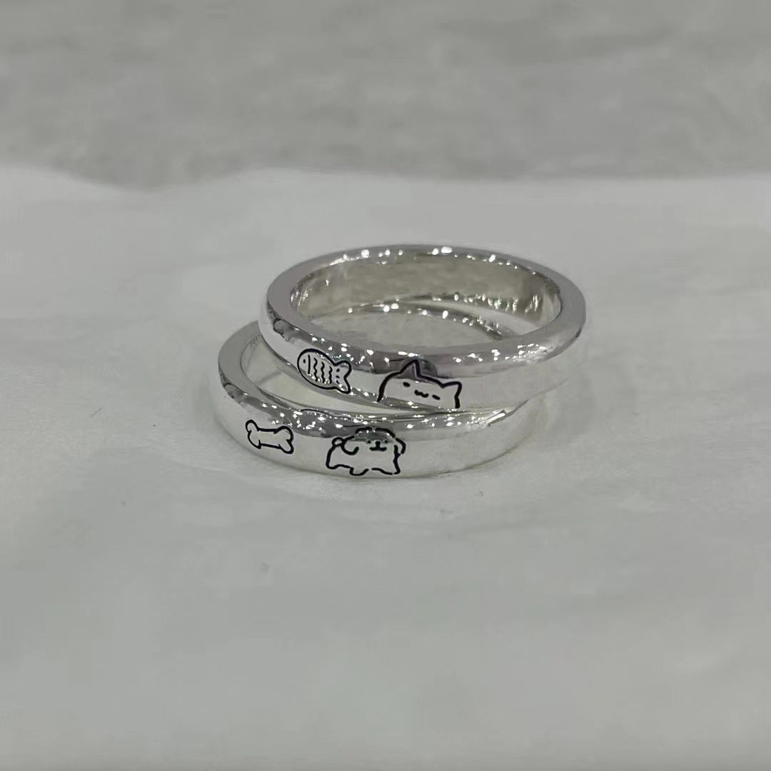 Kitty Couple Cute Cartoon Dried Minnows Rings