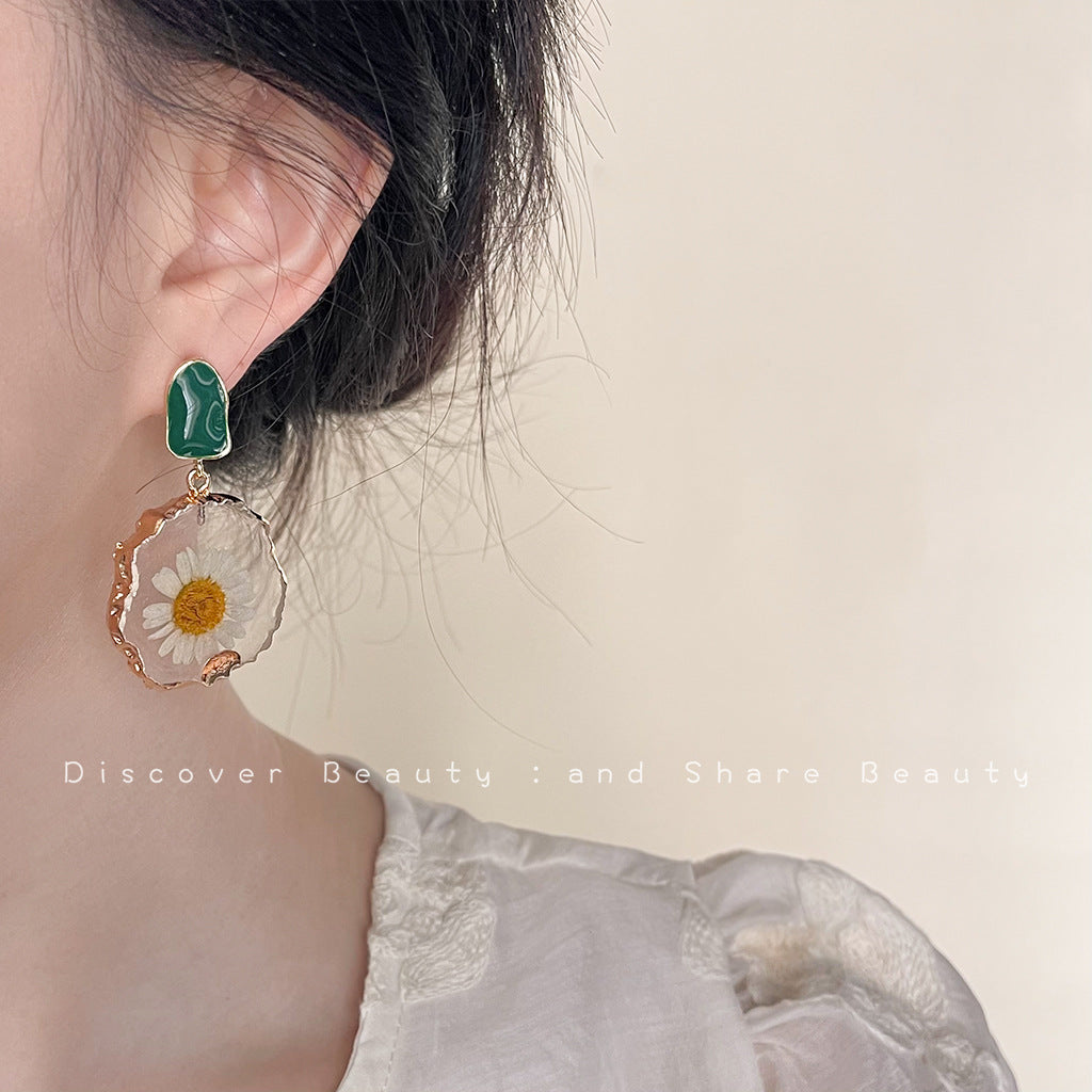 Flower French Retro Natural Dried Special Earrings