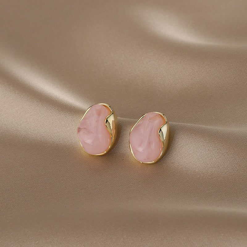Women's Needle Pink Geometric Ear Design High-grade Simple Stud Earrings