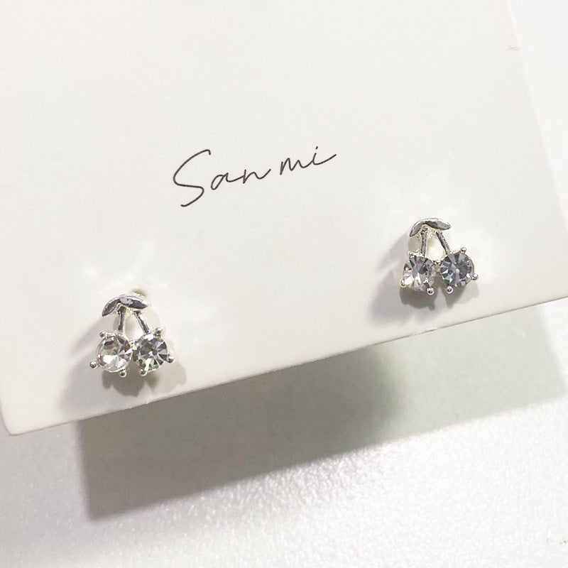Fresh Plain Sier Plated Bow Female Small Simple Stud Earrings