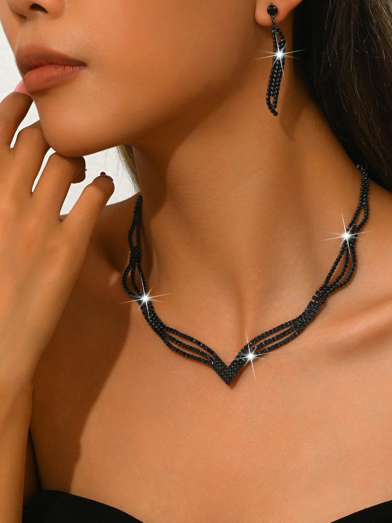 Bridal Three-piece Diamond Claw Chain Supply Jewelry Set