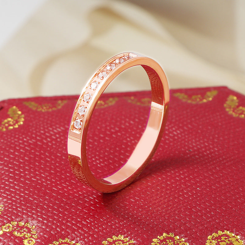 Diamond Titanium Steel Gold-plated Female Cold Rings