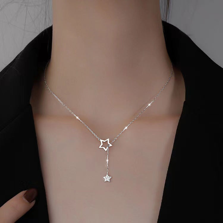 Women's Rhinestone Design Hollow Tassel Simple Temperament Necklaces