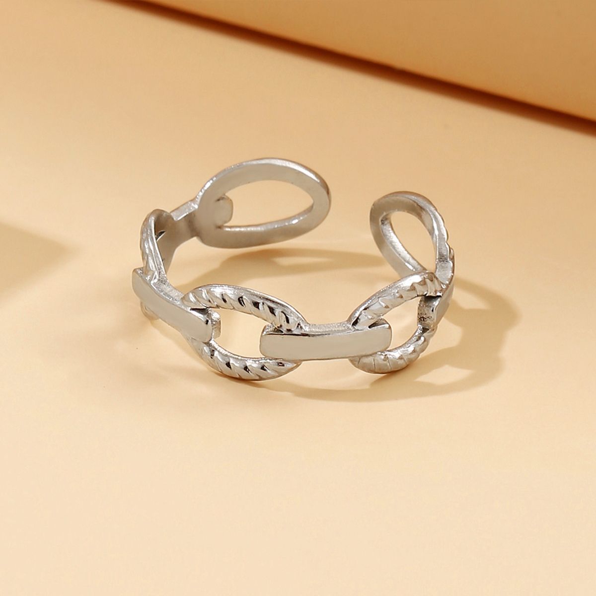 Chain Geometric Stainless Steel Cold Wind Rings