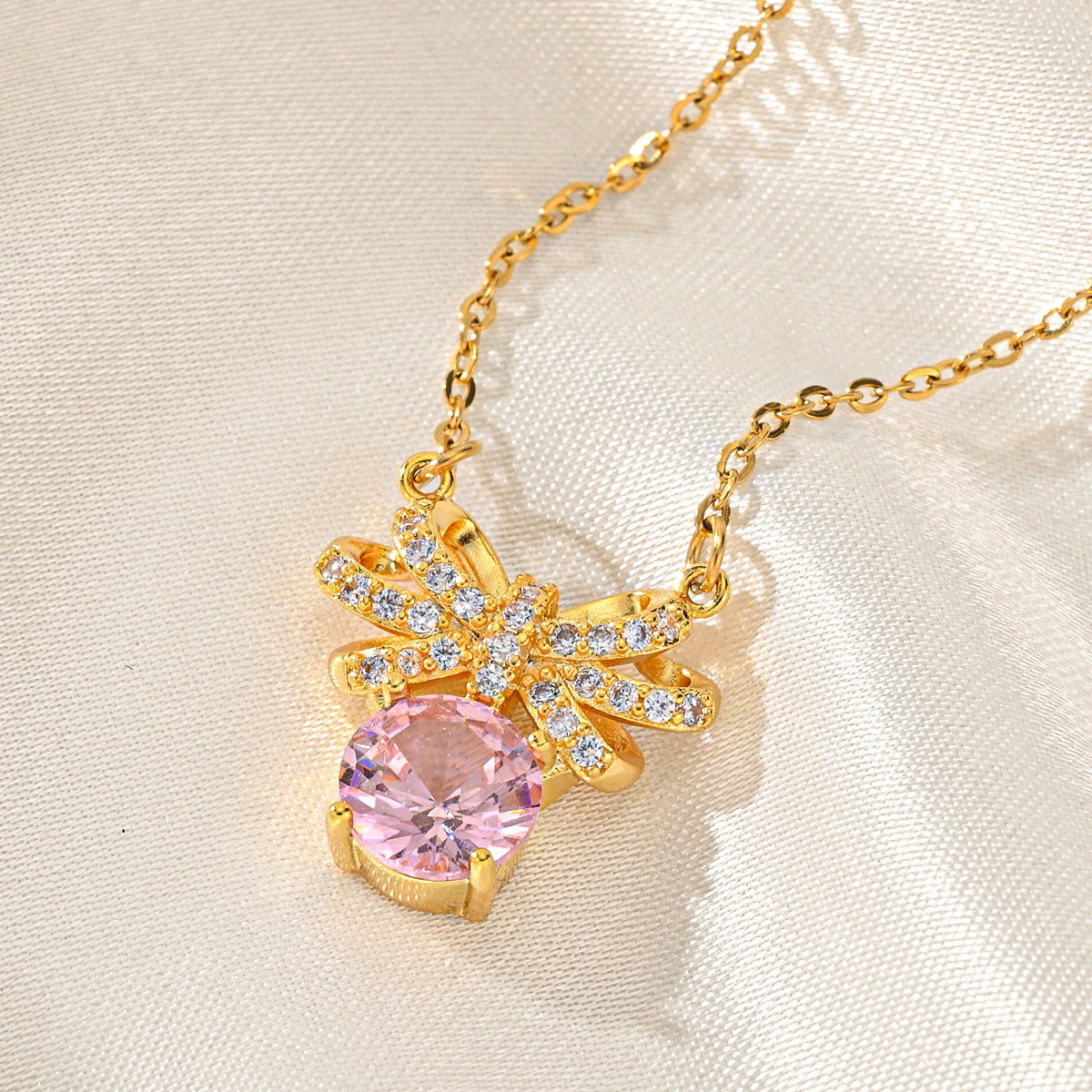 Women's Regular Chain Gang Drill Electroplated Bow Necklaces