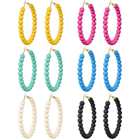 Women's Summer Colorful Acrylic Beads Round Bohemian Earrings