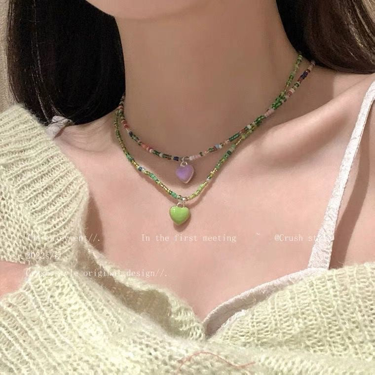 Women's Heart-shaped Beaded For Cute Girly Style Sweet Temperament Necklaces