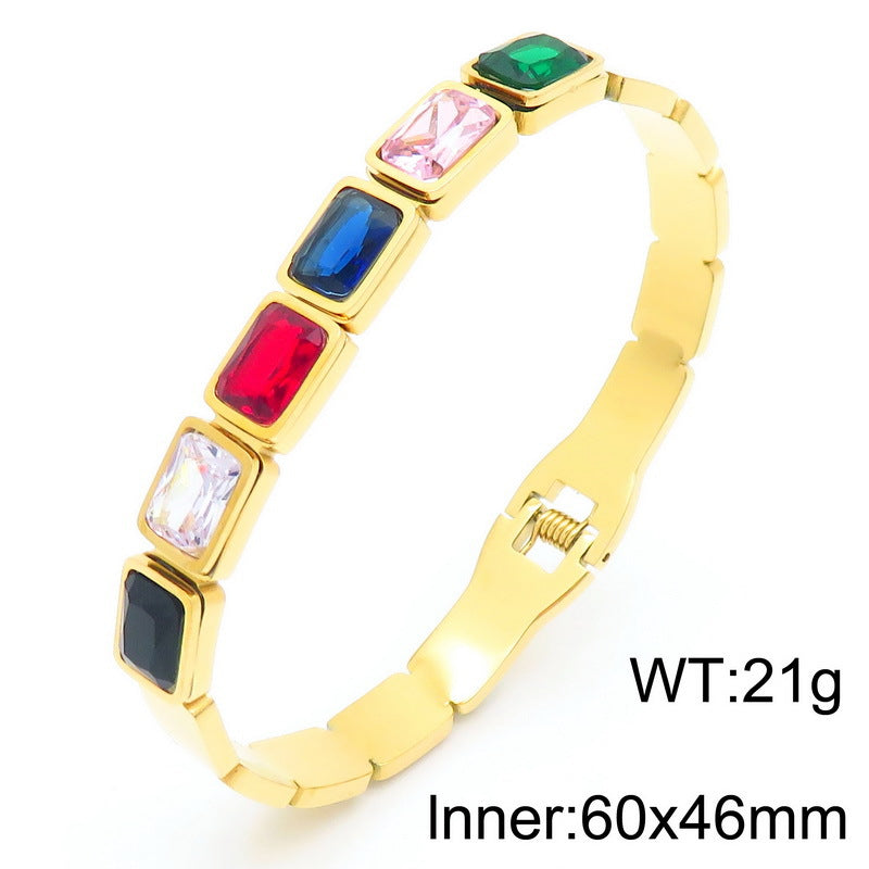 Colorful Zircon Stainless Steel High-grade Retro Bracelets