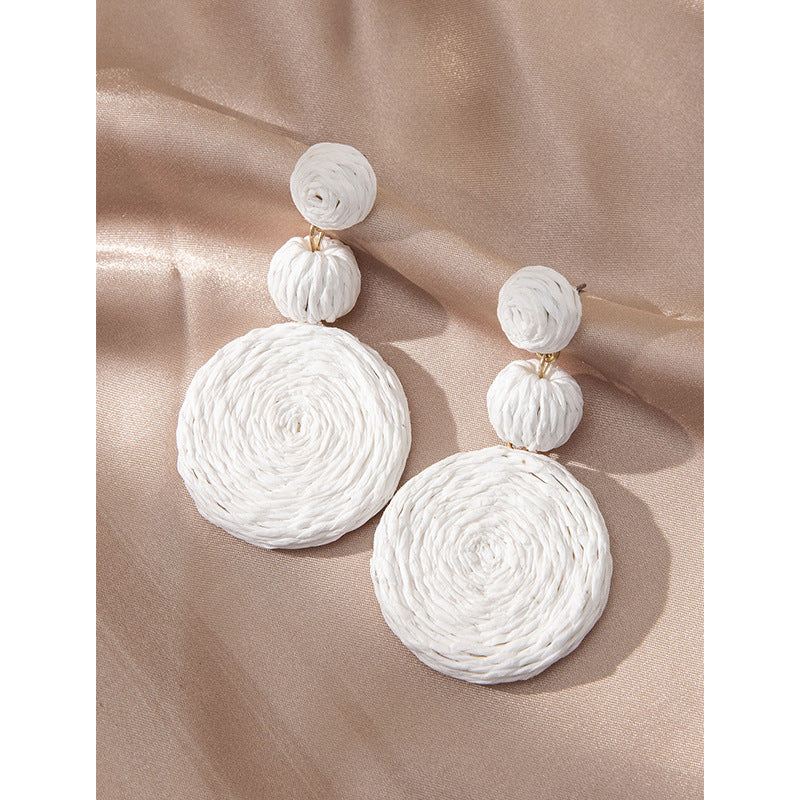 Women's Vacation Style Rattan High-grade Niche Raffia Earrings