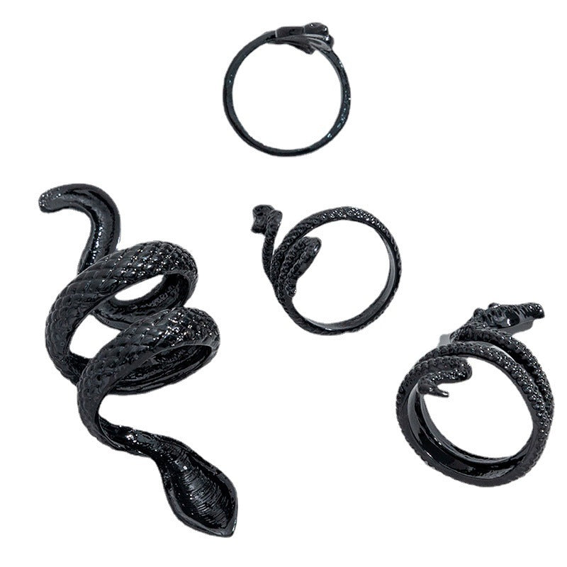 Men's Black Snake Dark Style Design Hovering Ring