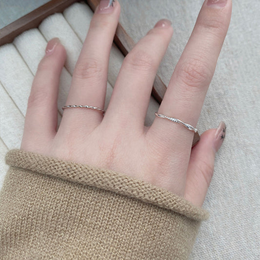 Women's Sier Korean Style Cross Twist Design High Rings