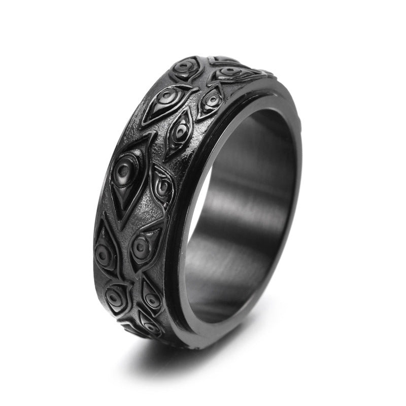 Men's Steel Atmospheric Rotatable Eye Trendy Retro Domineering Rings