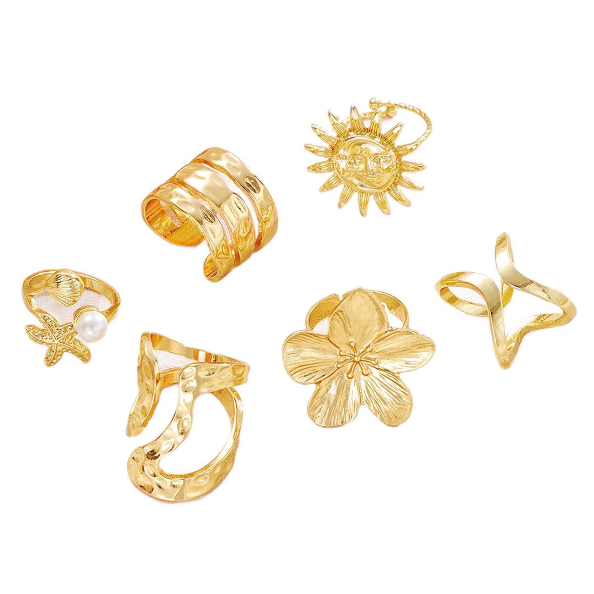 Starfish Sunflower Female Creative Seaside Vacation Ring