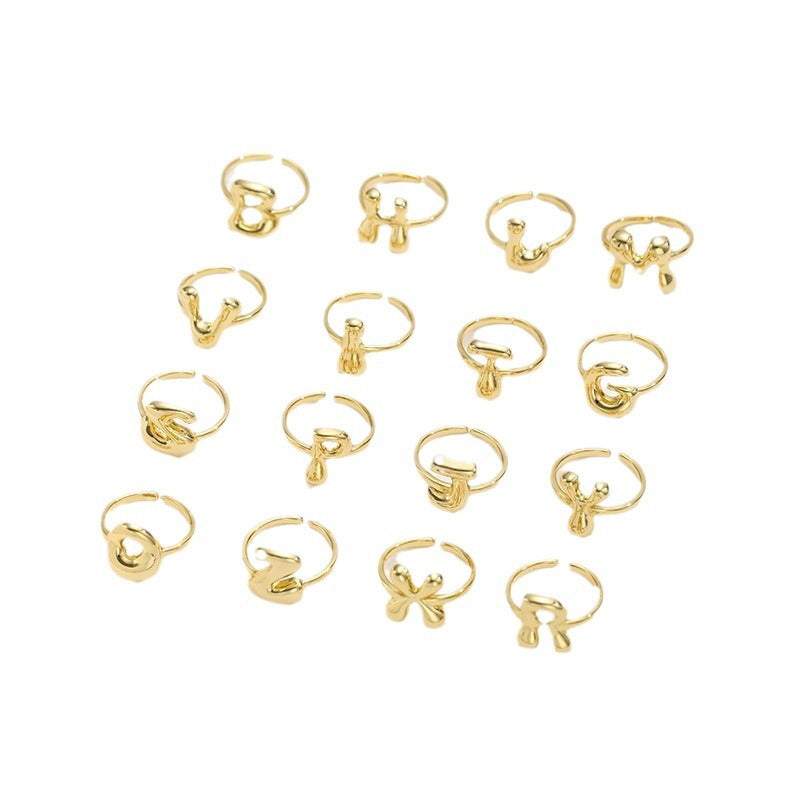 Hip Hop Letters Glossy Gold Open Rings