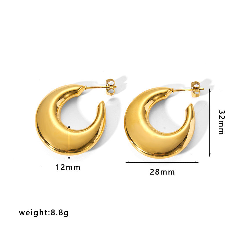 Women's Stainless Steel Light Luxury Gold Electroplated Hollow Earrings