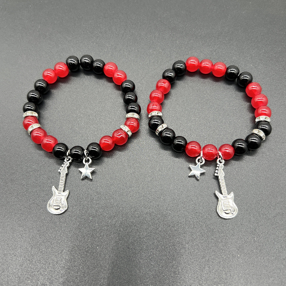 Men's Beaded Heart-shaped Magnetic Suction For Suite Rings