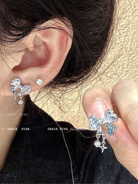 Women's Bright Bow Zircon For Niche Design Earrings