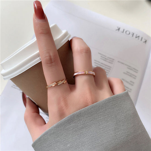 Powder Titanium Steel Rose Gold Plated Tail Index Rings