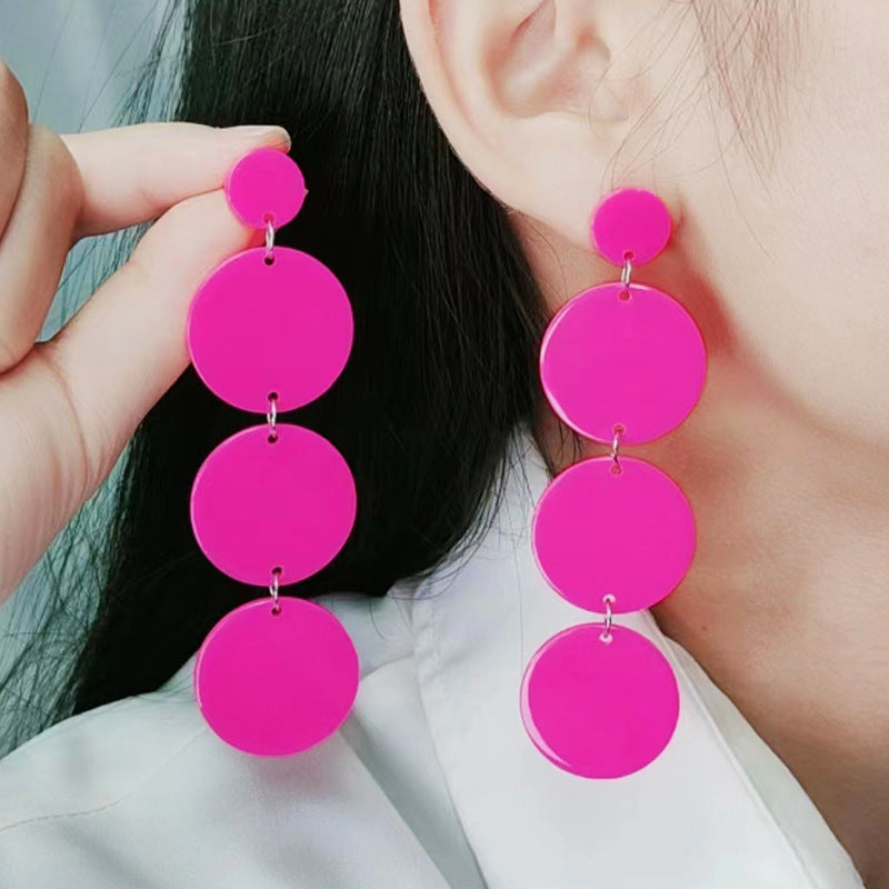 Women's Three-piece Stitching Round Piece Ear Retro Earrings