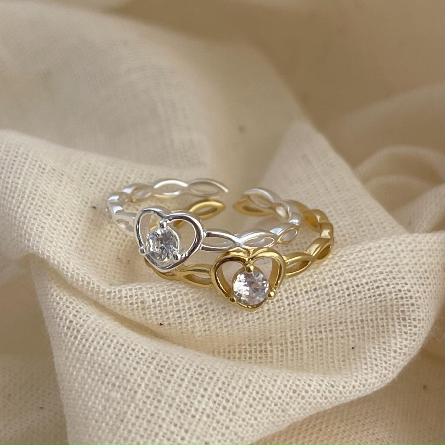 Fan Korean Jewelry Heart-shaped Zircon Sterling Rings