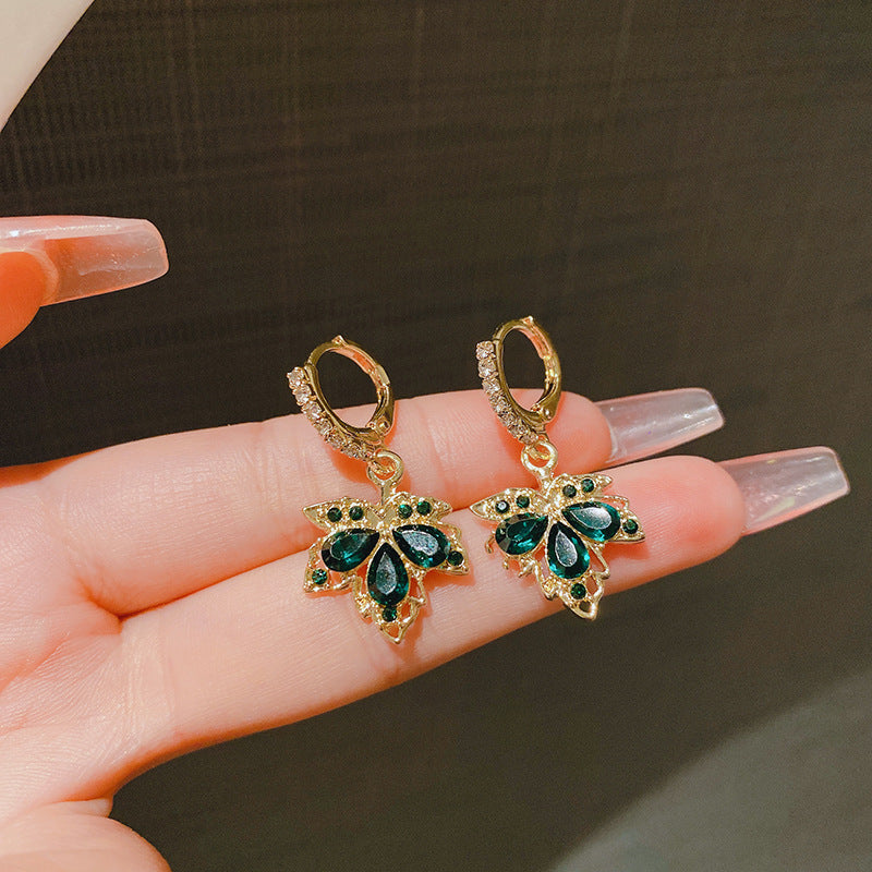 Women's Leaf Trendy Hanging High-grade Sier Needle Earrings