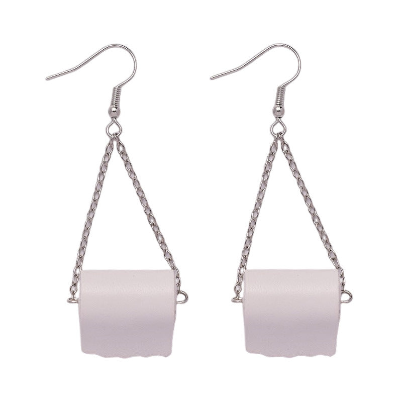 Creative Fun Simulation Toilet Web Paper Earrings