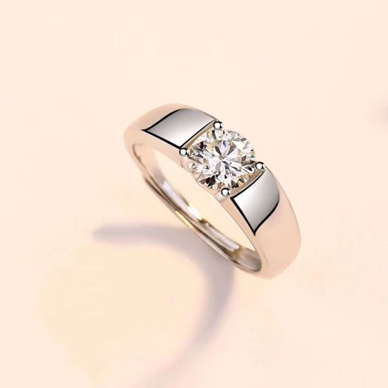 Women's & Men's One Pair Open Mouth Imitation Moissanite Rings