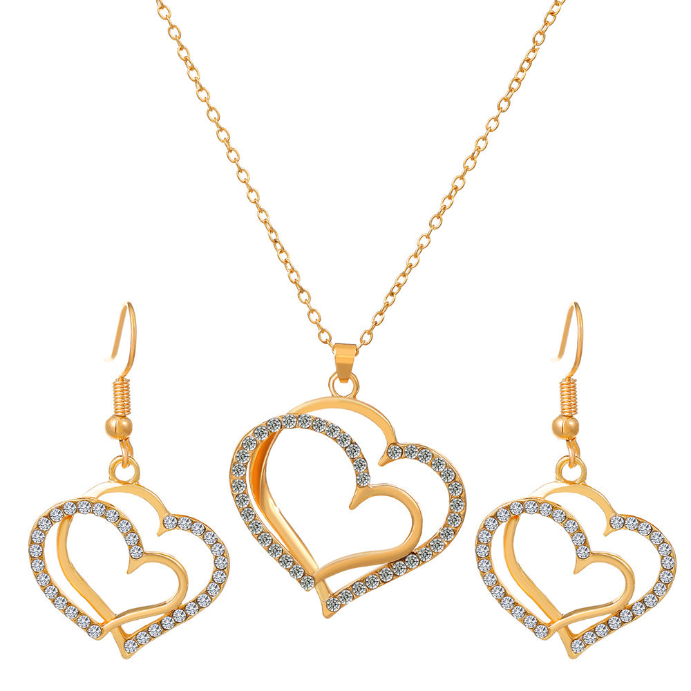 Women's Fashion Personalized Alloy Diamond Studded Hollow Jewelry Set