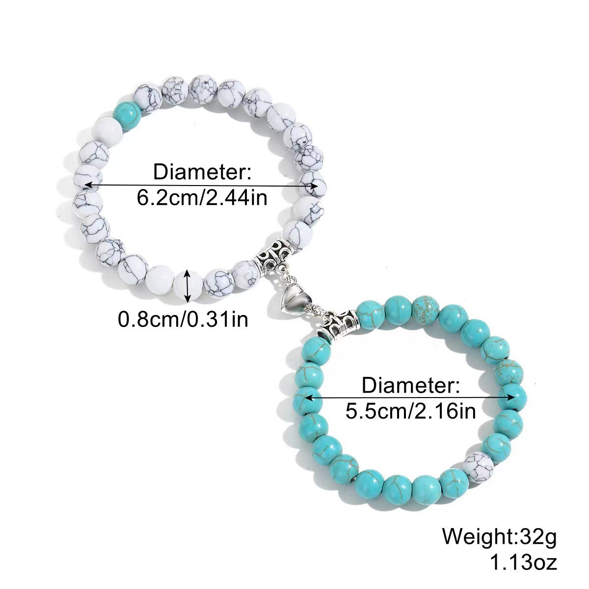 Day Turquoise Couple Love Magnetic Buckle Bracelets