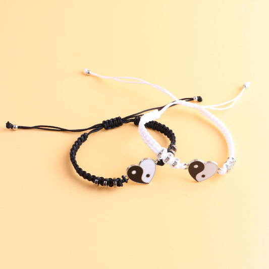 Exquisite Love Black White Appetizer Couple Bracelets