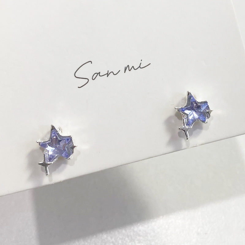 Fresh Plain Sier Plated Bow Female Small Simple Stud Earrings