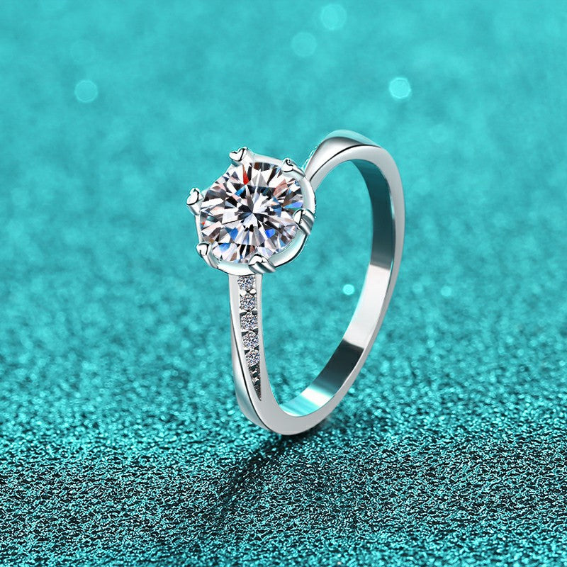 Sier Snowflake Swing Arm Diamond Moissanite Rings