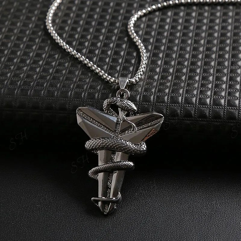 Women's & Men's Promotional Snake Winding Crowe Pearl Chain Titanium Necklaces