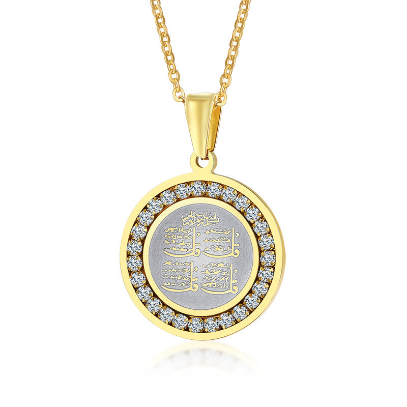 Men's Jewelry Stainless Steel Zircon Mantra Gold Necklaces