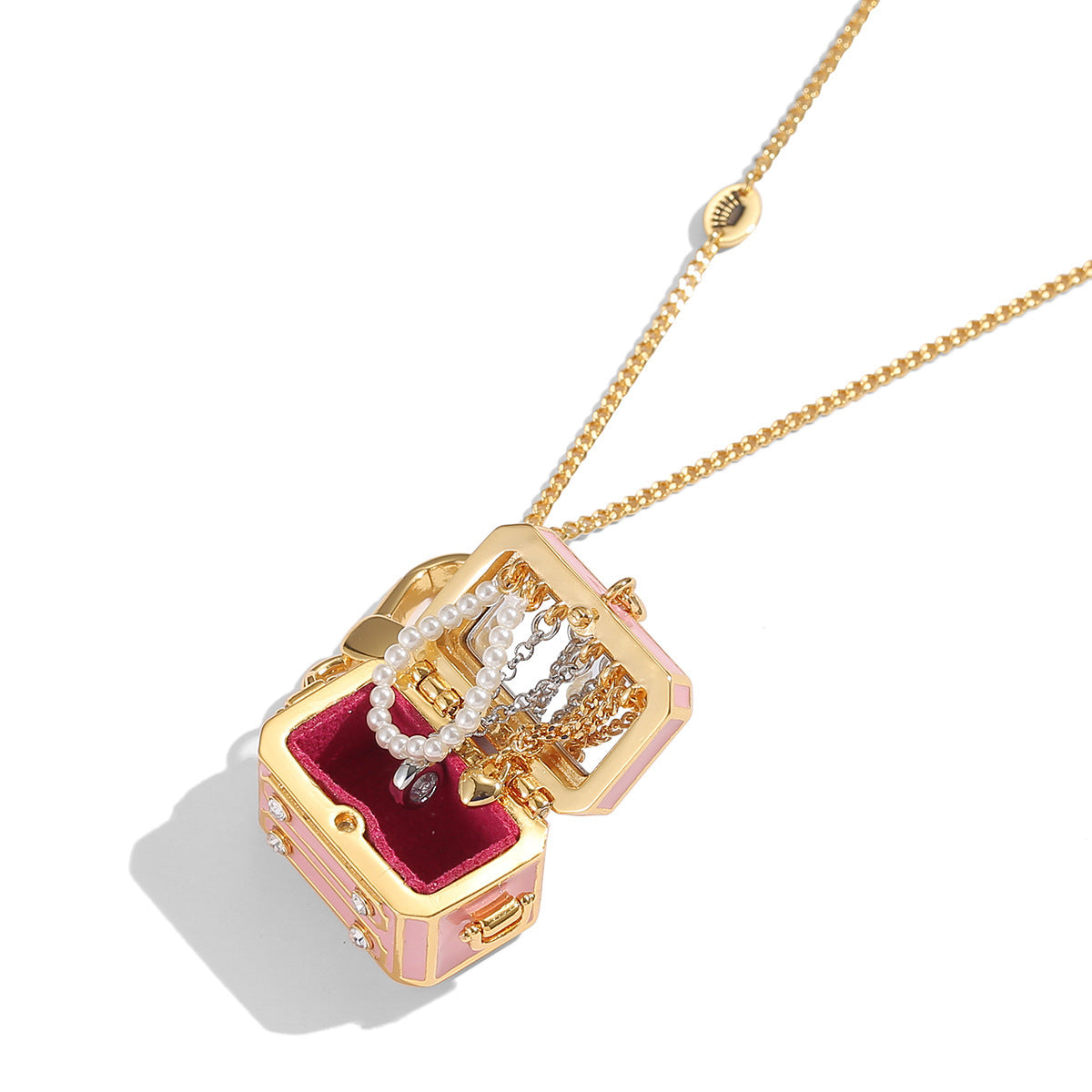 Square Box Chain Colored Enamel Glaze Open Necklaces
