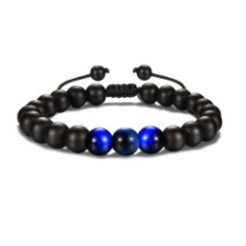 Men's Obsidian Frosted Woven Football Fashion Tigereye Volcanic Bracelets