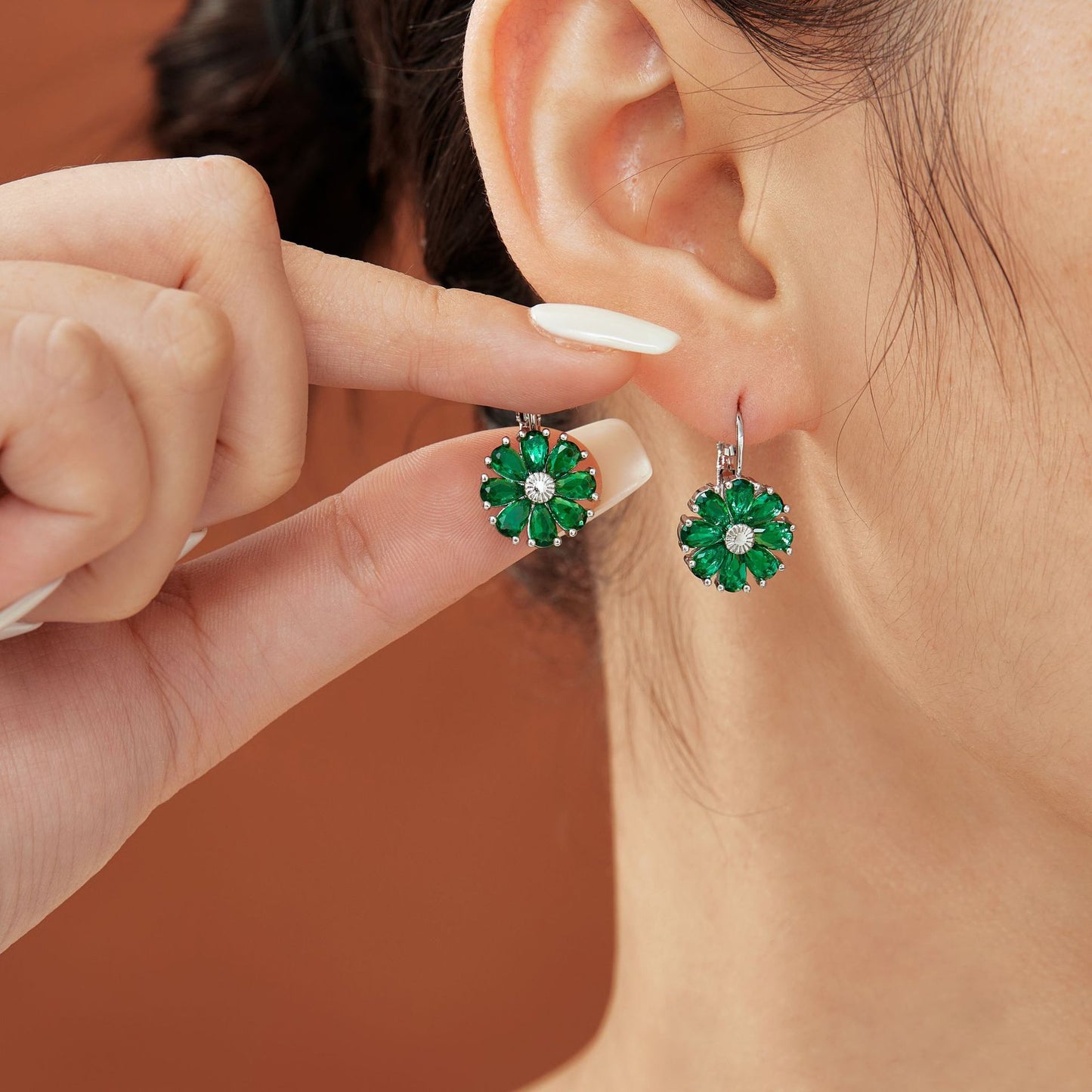 Flower Color Zircon Ear Live Broadcast Earrings