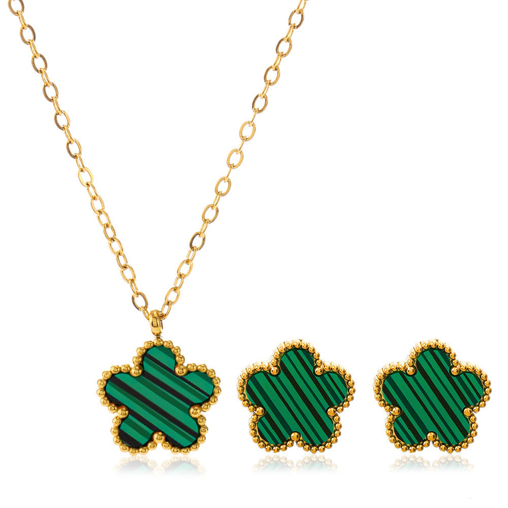 Steel Flower Ear Simple Popular Color Jewelry Set