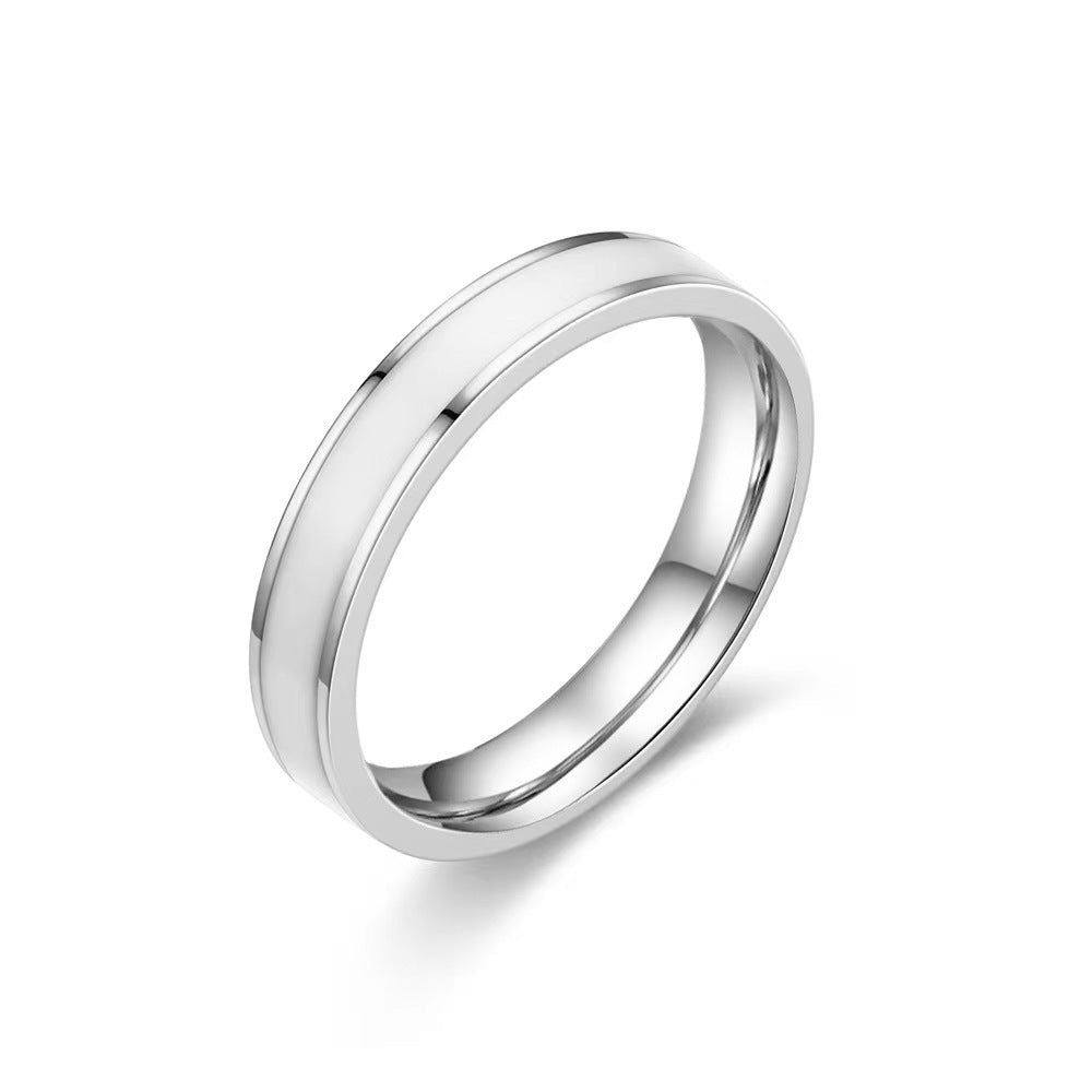 Oil Dripping Simple Black White Epoxy Fashion Trendy Couple Rings