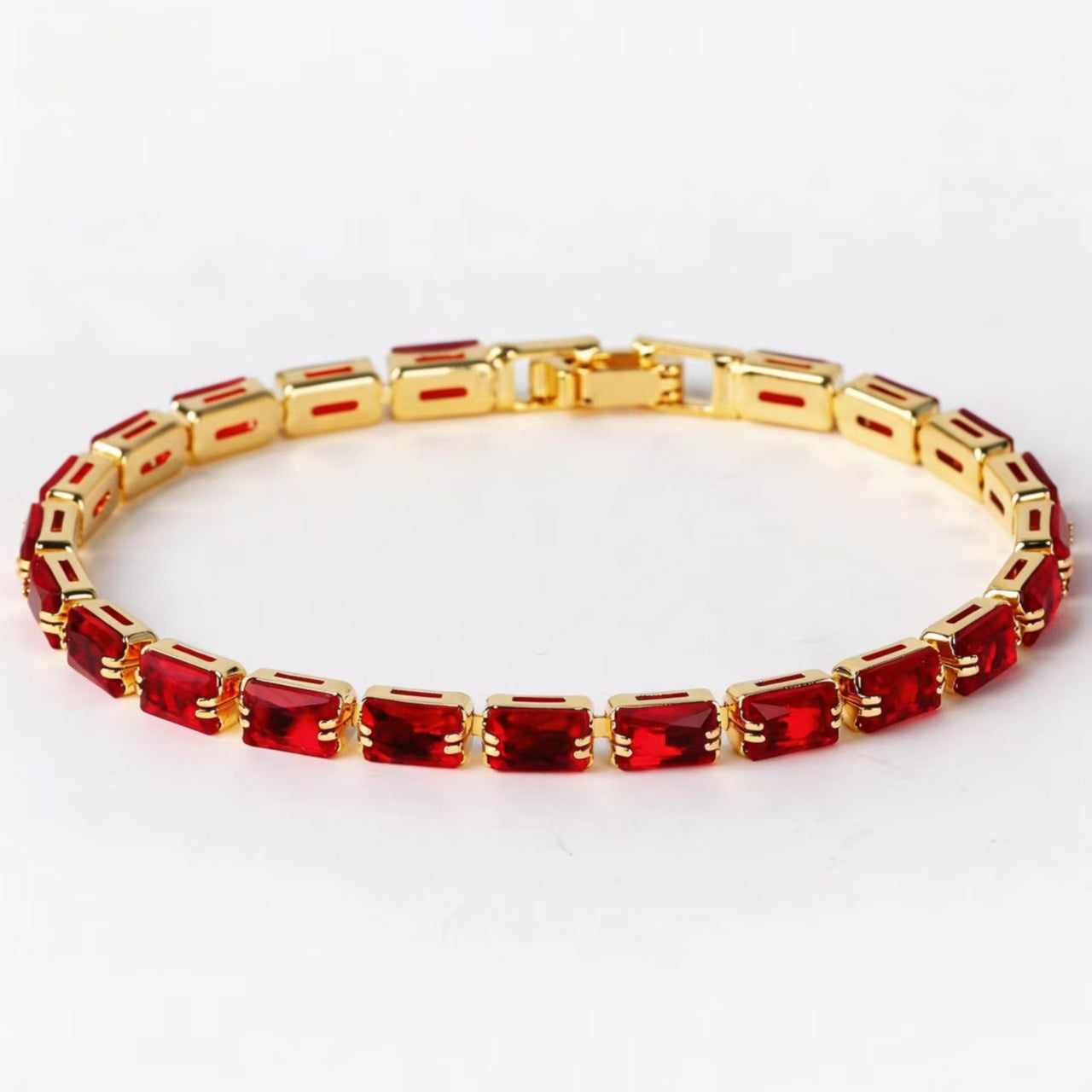 Women's Minority Copper Rectangular Korean Diamond Crystal Color Fashion Zircon Bracelet