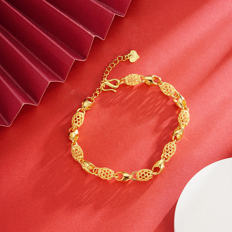 Women's Exquisite Hollow Brass Gold-plated Lucky Beads Bracelets