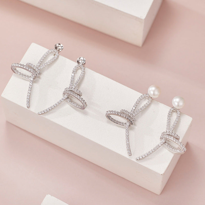 Bow Ribbon Light Luxury Premium Sterling Sier Earrings