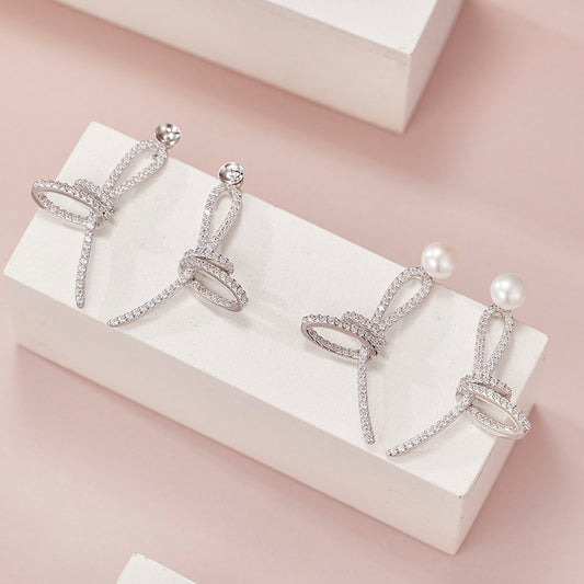 Bow Ribbon Light Luxury Premium Sterling Sier Earrings