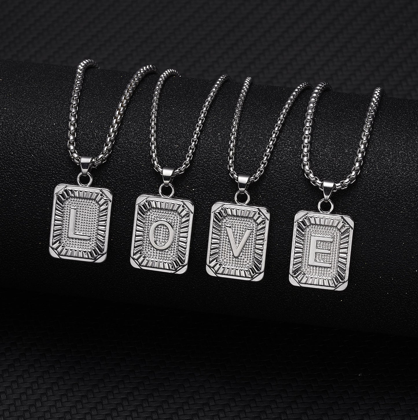 P Square Plate Clavicle Chain Neck Sier Pendants