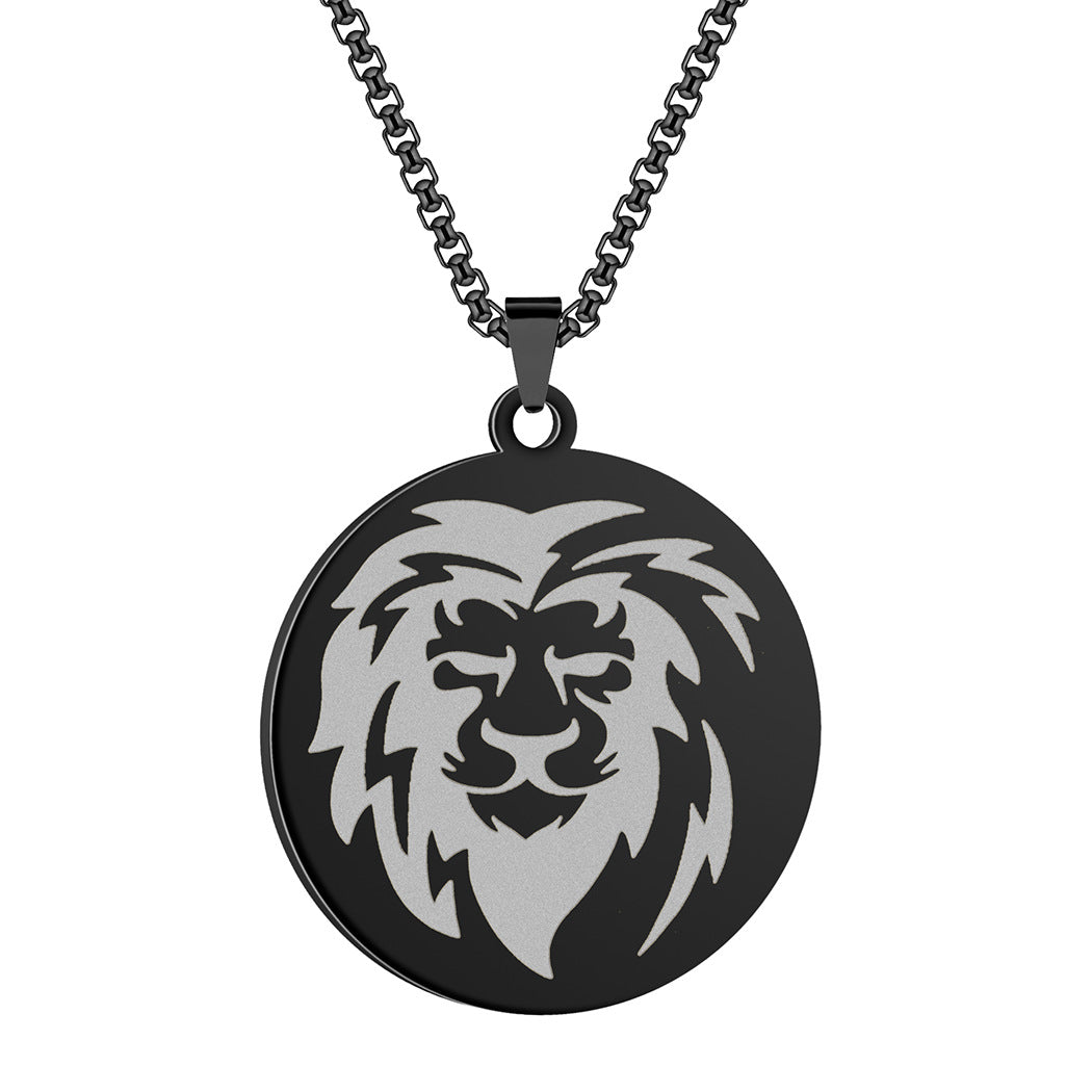 Men's Steel Fashion Carved Lion Personality Simple Necklaces