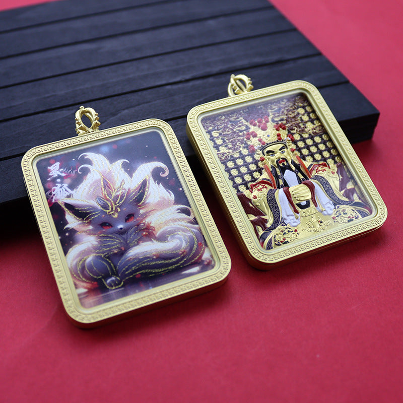 Three-dimensional Five-master Hand Painted Golden Outline Black Gold Pendants