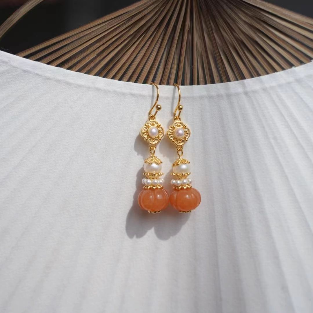 Court Style Orange Niche Design Advanced Earrings